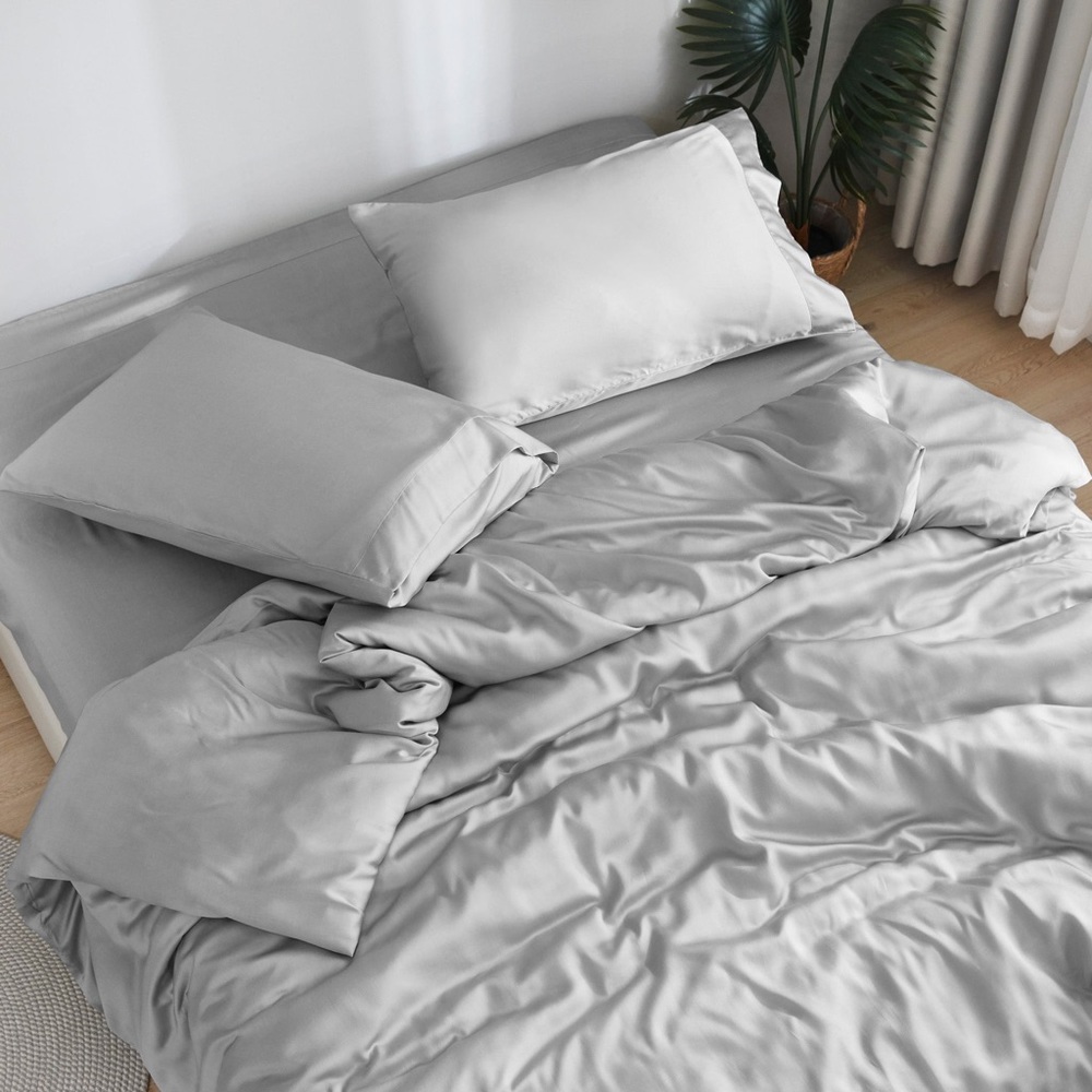 DOZ By Sijo Organic Bamboo 3-Piece Sheet Set K/CK In Light Gray (Dove) NEW NWOT